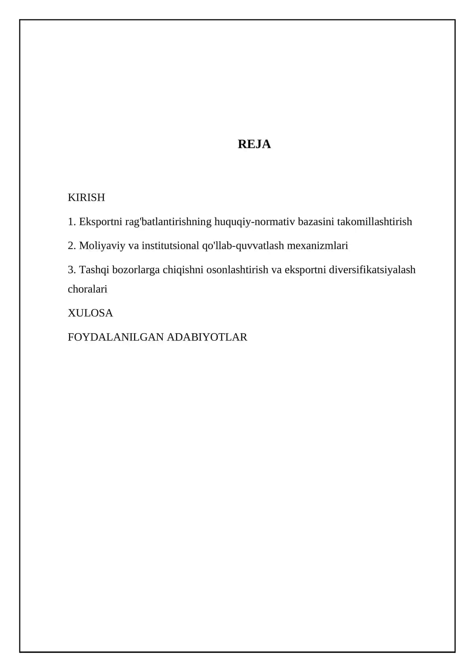 Davlatning faol eksport siyosatini amalga oshirish mehanizmi 2