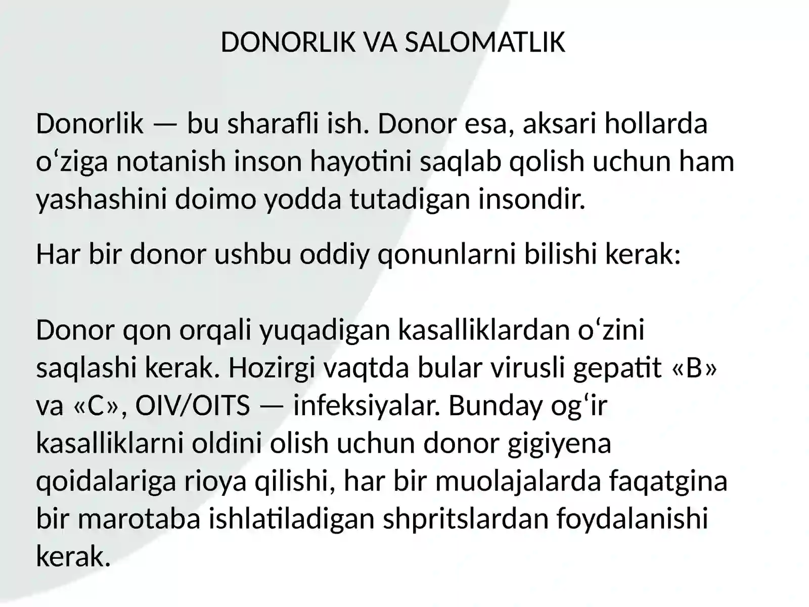 DONORLIK VA SALOMATLIK 2