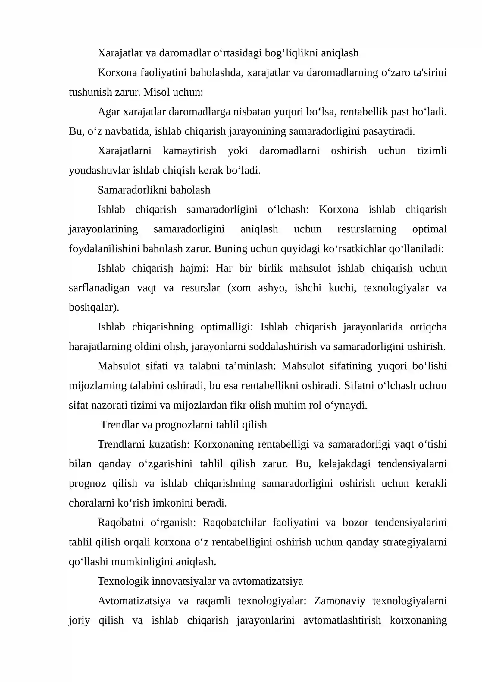Ishlab chiqarish korxonalari rentabelligini aniqlash va oshirish yo‘llari 2