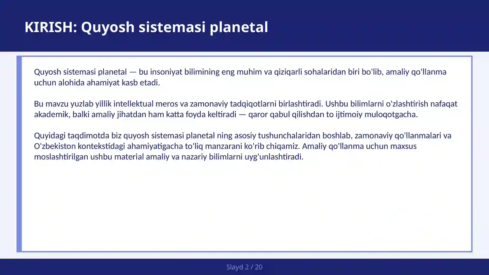 Quyosh sistemasi planetal 2