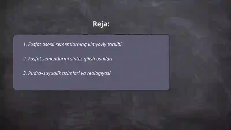 Fosfat asosli sementlar va plomba ashyolari 2