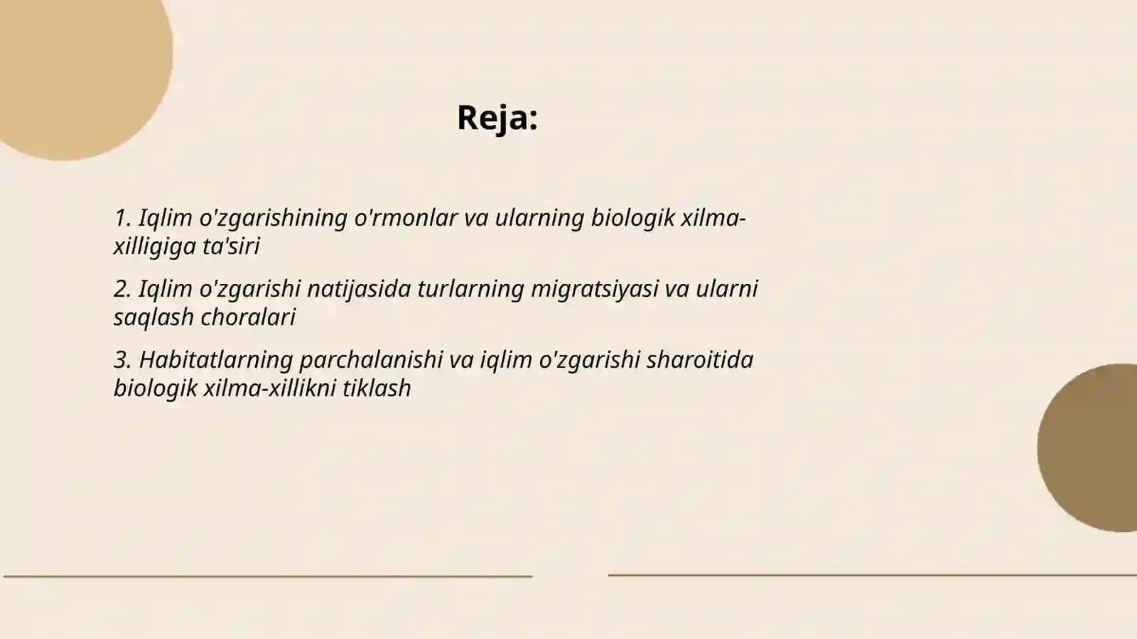 Iqlim o'zgarishi sharoitida bioxilma-xillikni saqlash muammolari va yechimlari 2