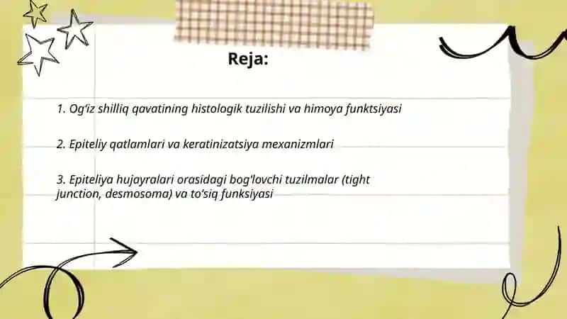 Og'iz bo'shlig'i shilliq qavatining himoya funktsiyasining toqima va hujayra mexanizmlari 2