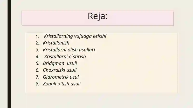 Kristallarning olinish usullari 2