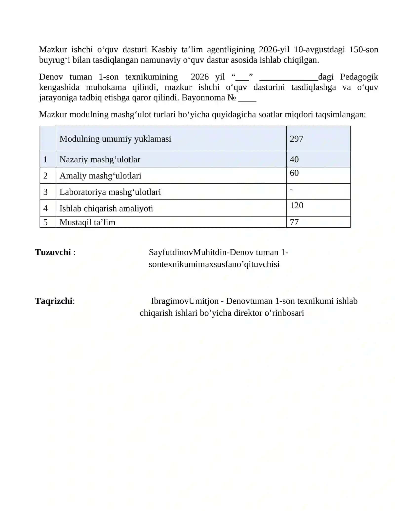 AVTOMOBIL DVIGATELLARINI TASHXISLASH MODULI ISHCHI DASTURI 2