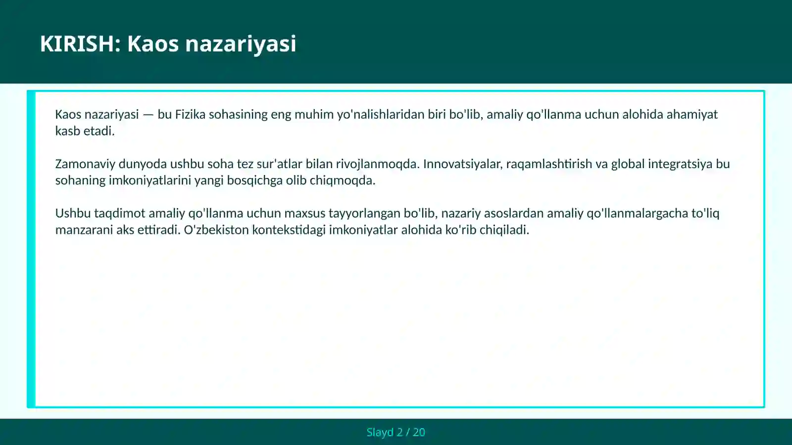 Kaos nazariyasi 2