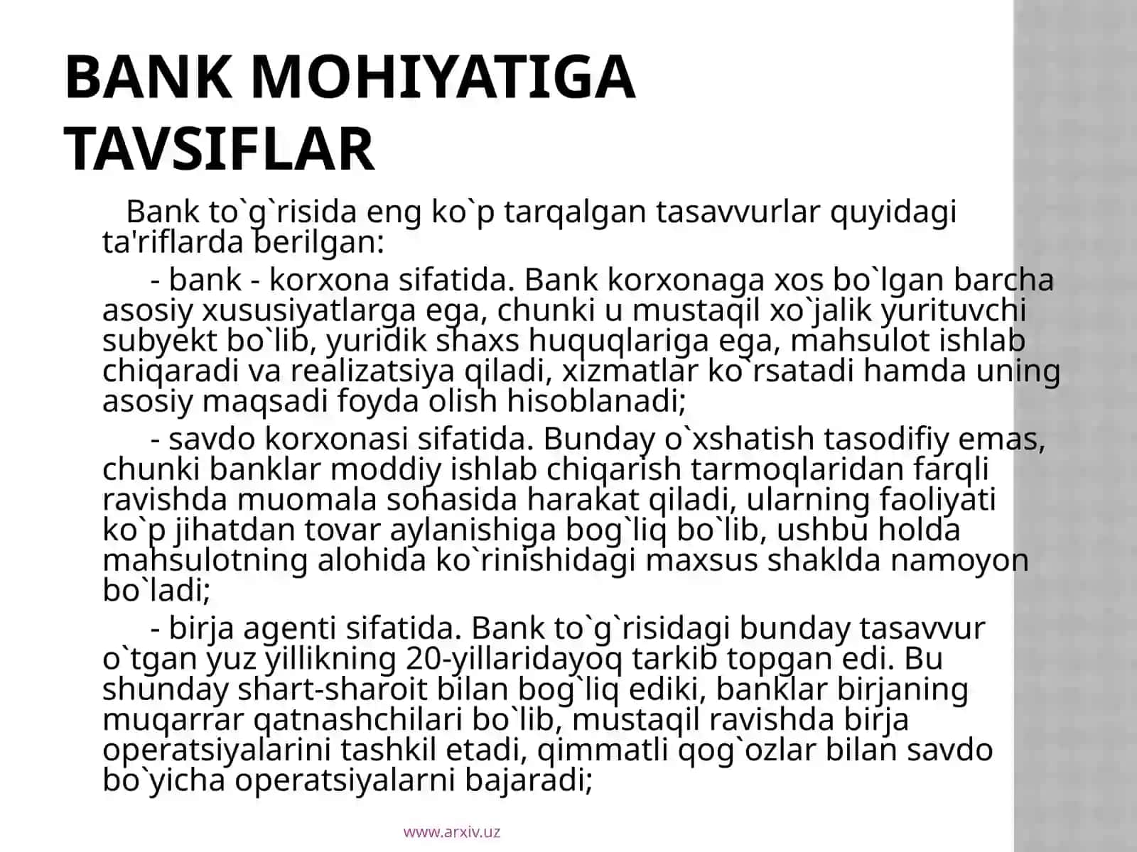 BANK FAOLIYATINING HUQUQIY ASOSLARI 2
