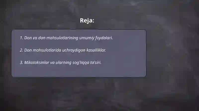 Don va don mahsulotlarining kasaliklari va inson salomatligiga ta'siri 2