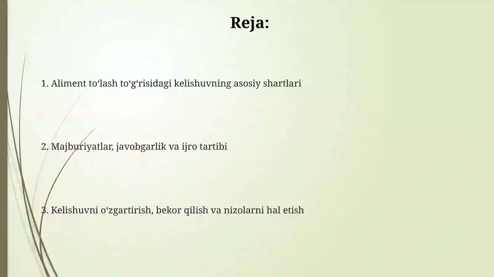 Aliment to‘lash to‘g‘risidagi kelishuv 2