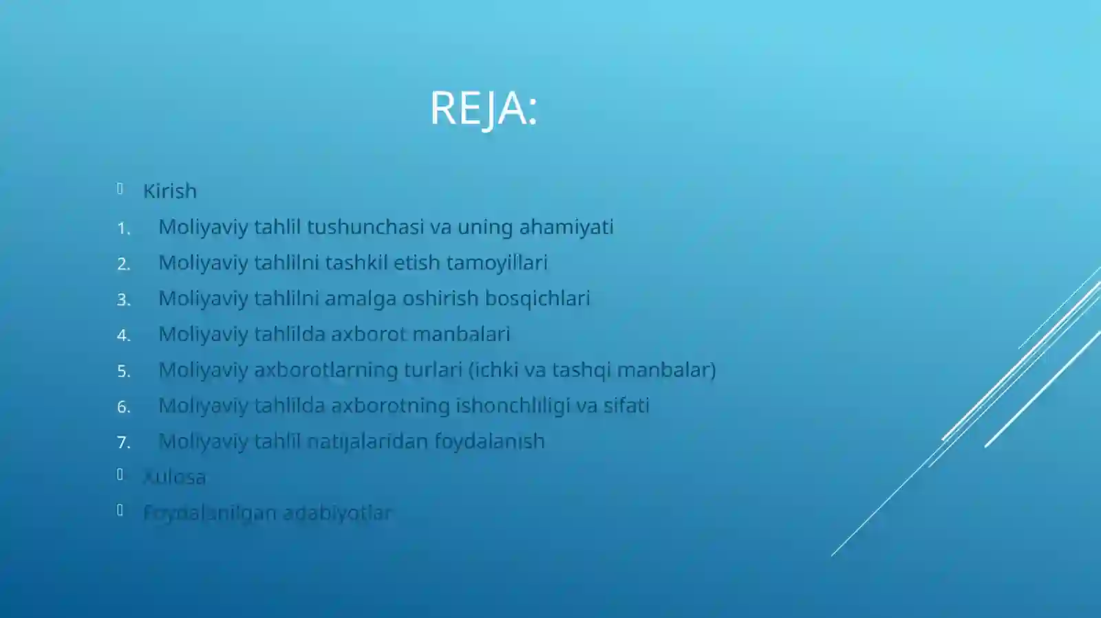 Moliyaviy tahlilni tashkil etish va axborot manbalari 2