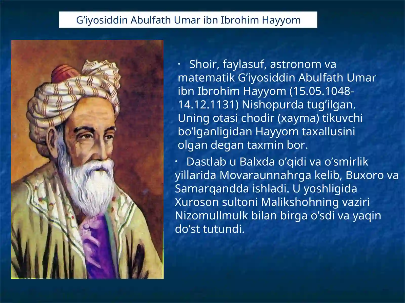 Umar Xayyomning pedagogik qarashlari 2