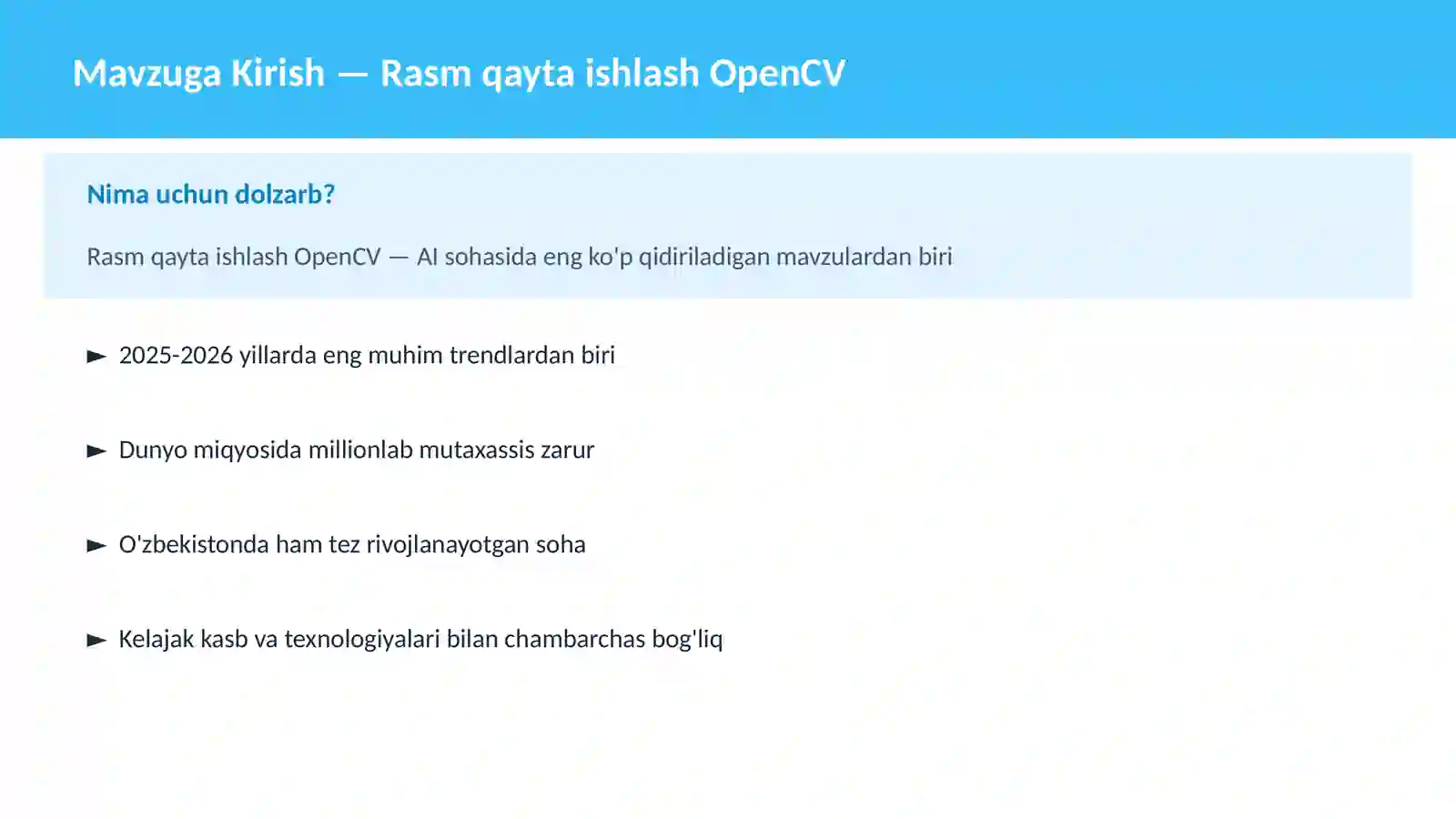 Rasm qayta ishlash OpenCV 2