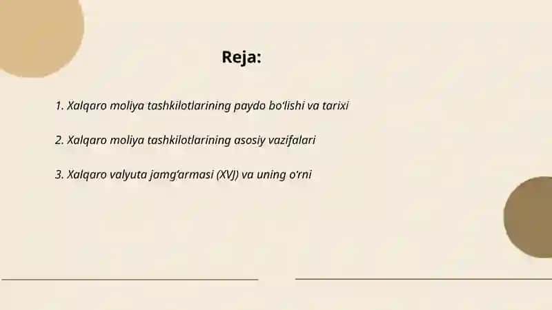 Xalqaro moliya tashkilotlari va ularni xalqaro moliya munosabatlaridagi o‘rni 2