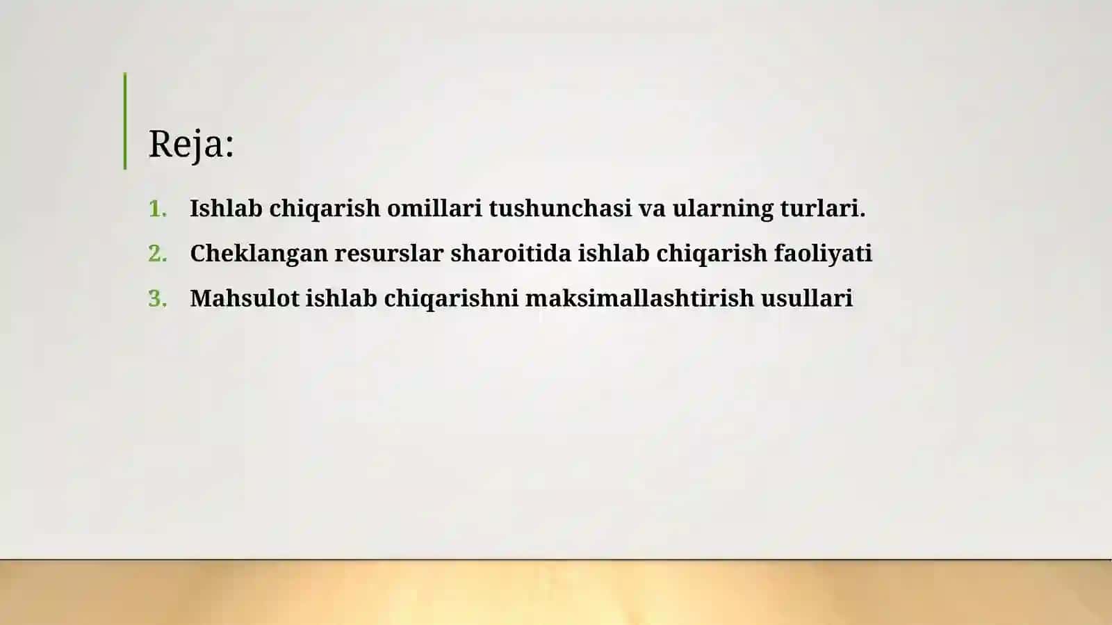Ishlabchiqarish omillari va mahsulot ishlab chiqarishni maksimallashtirish masalasi 2