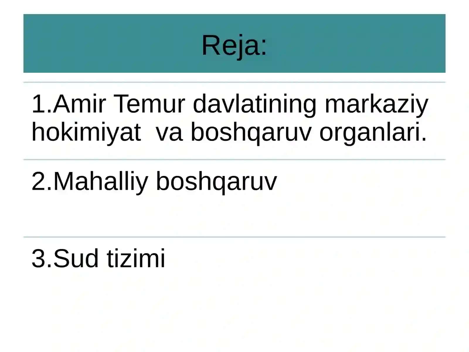 Amir Temur davlatining boshqaruv tizimi 2