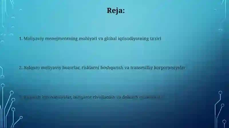 Moliyaviy menejmentning mohiyati va global iqtisodiyotning ta'siri 2