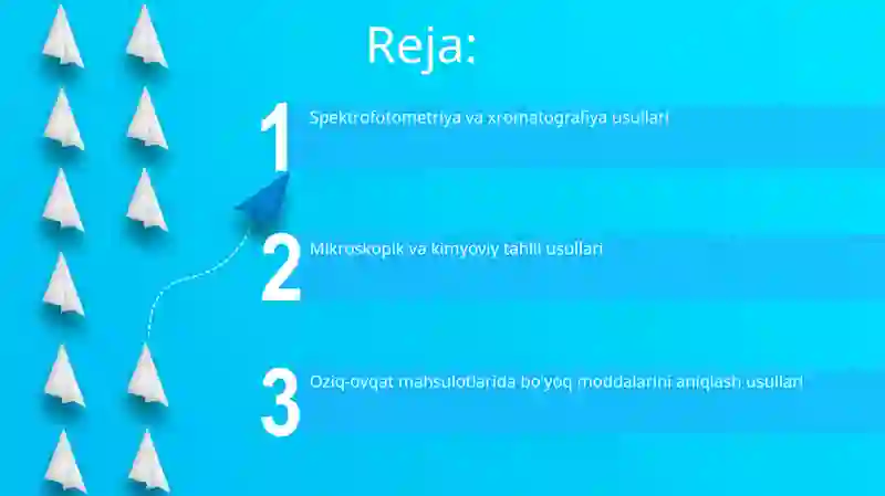 Oziq-ovqat mahsulotlaridagi rang beruvchi moddalarni aniqlash usullari 2