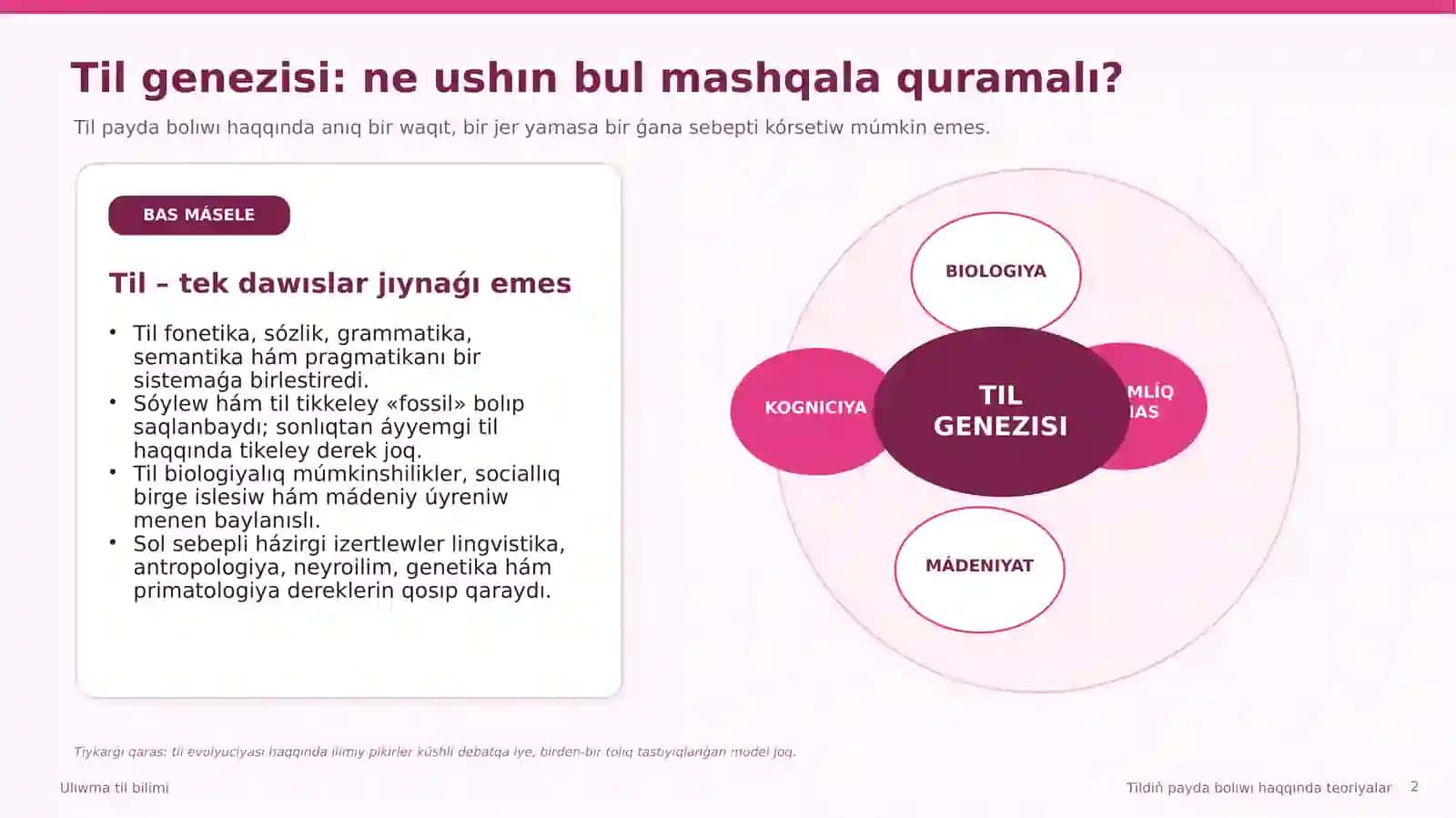Til genezisi mashqalasınıń mazmunı 2