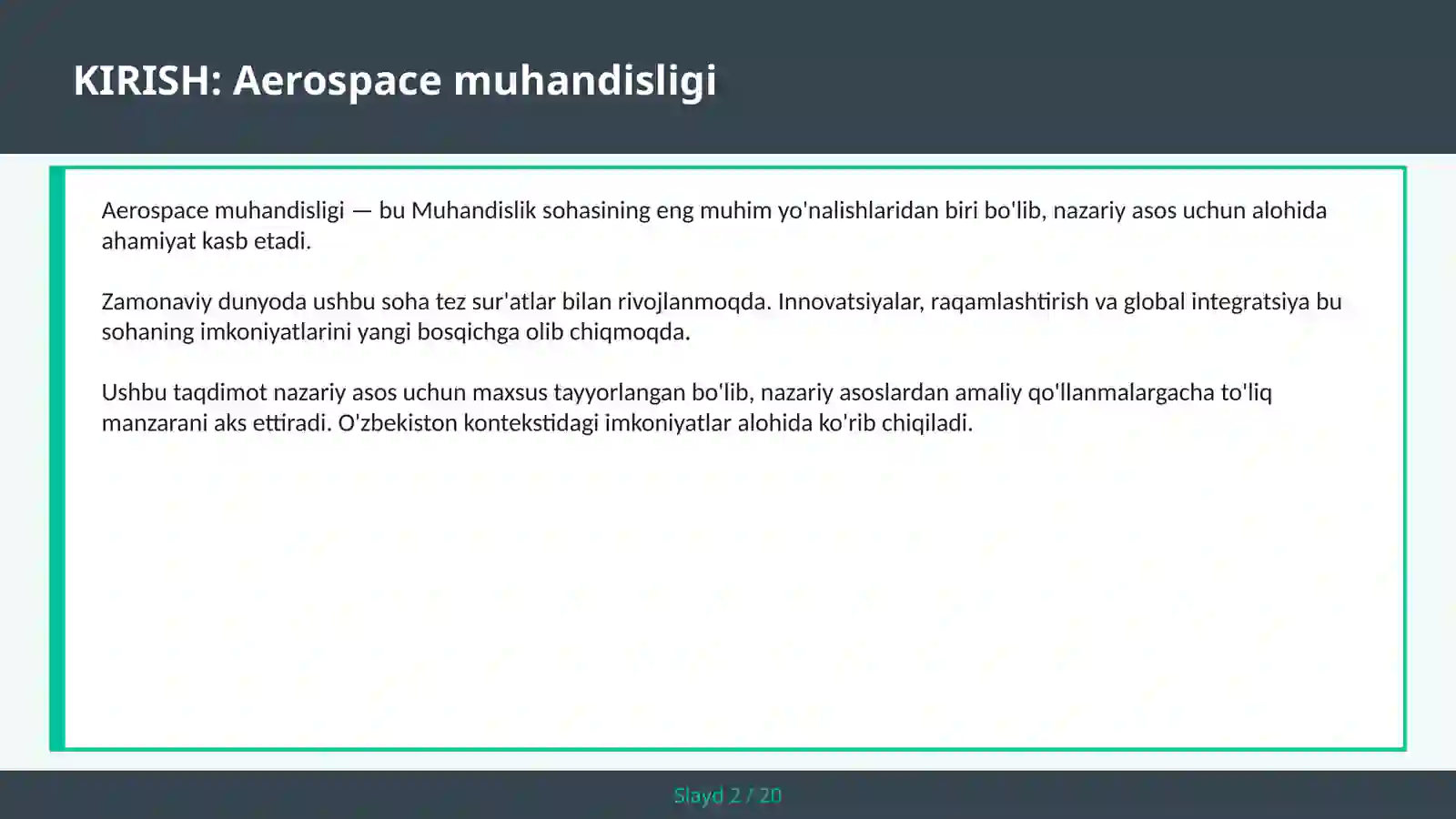 Aerospace muhandisligi 2