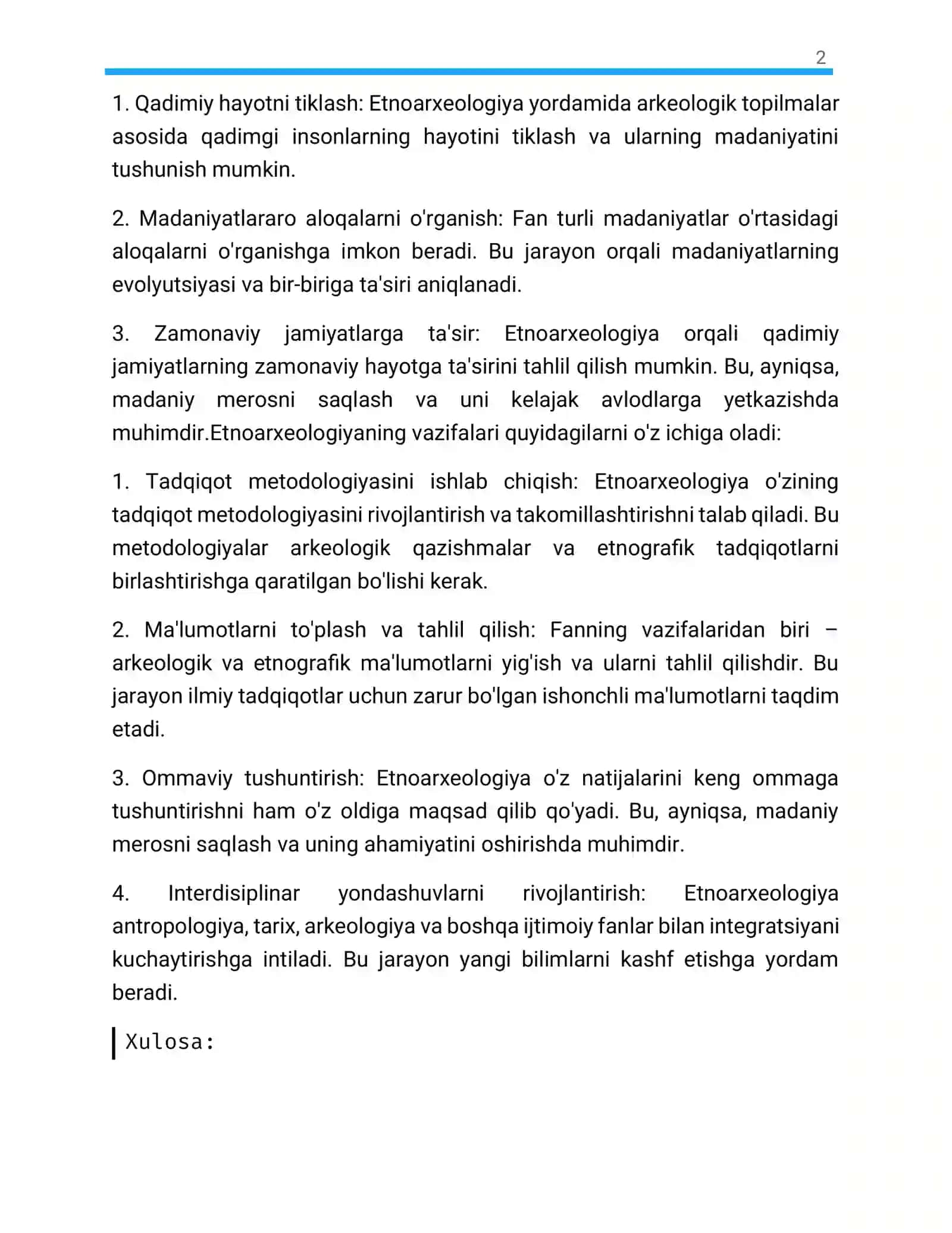 Etnoarxeologiya faniga kirish.Fanning predmeti maqsad va vazifalari 2