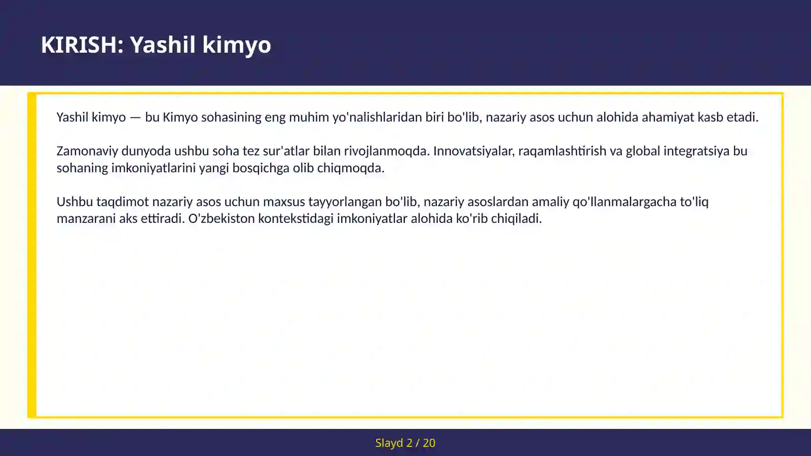 Yashil Kimyo 2