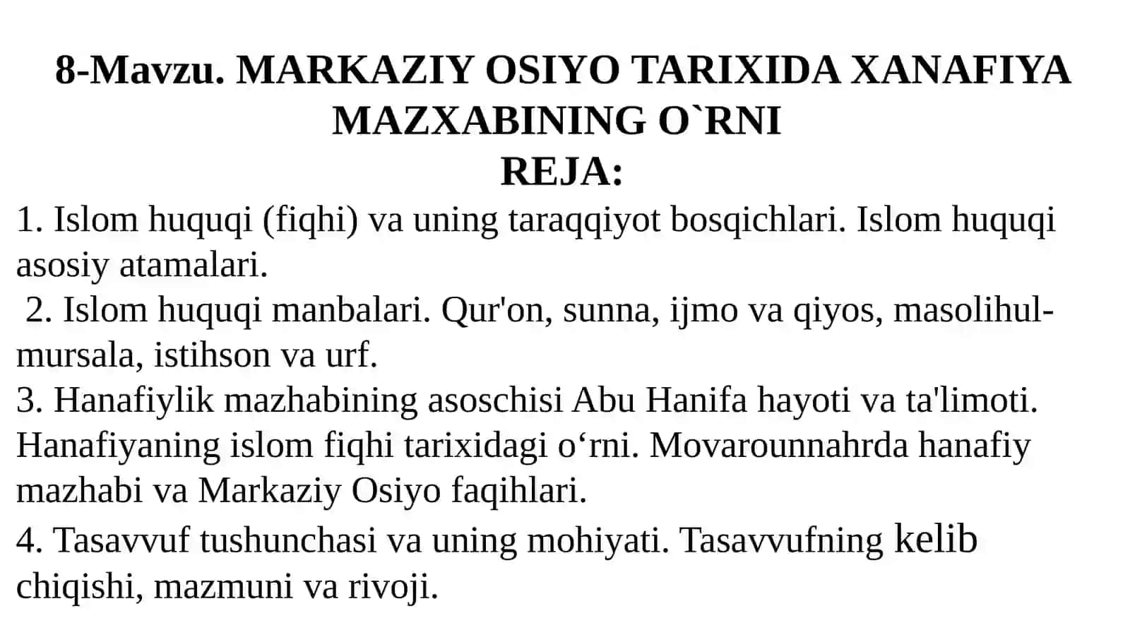 MARKAZIY OSIYO TARIXIDA XANAFIYA MAZXABINING O`RNI 2