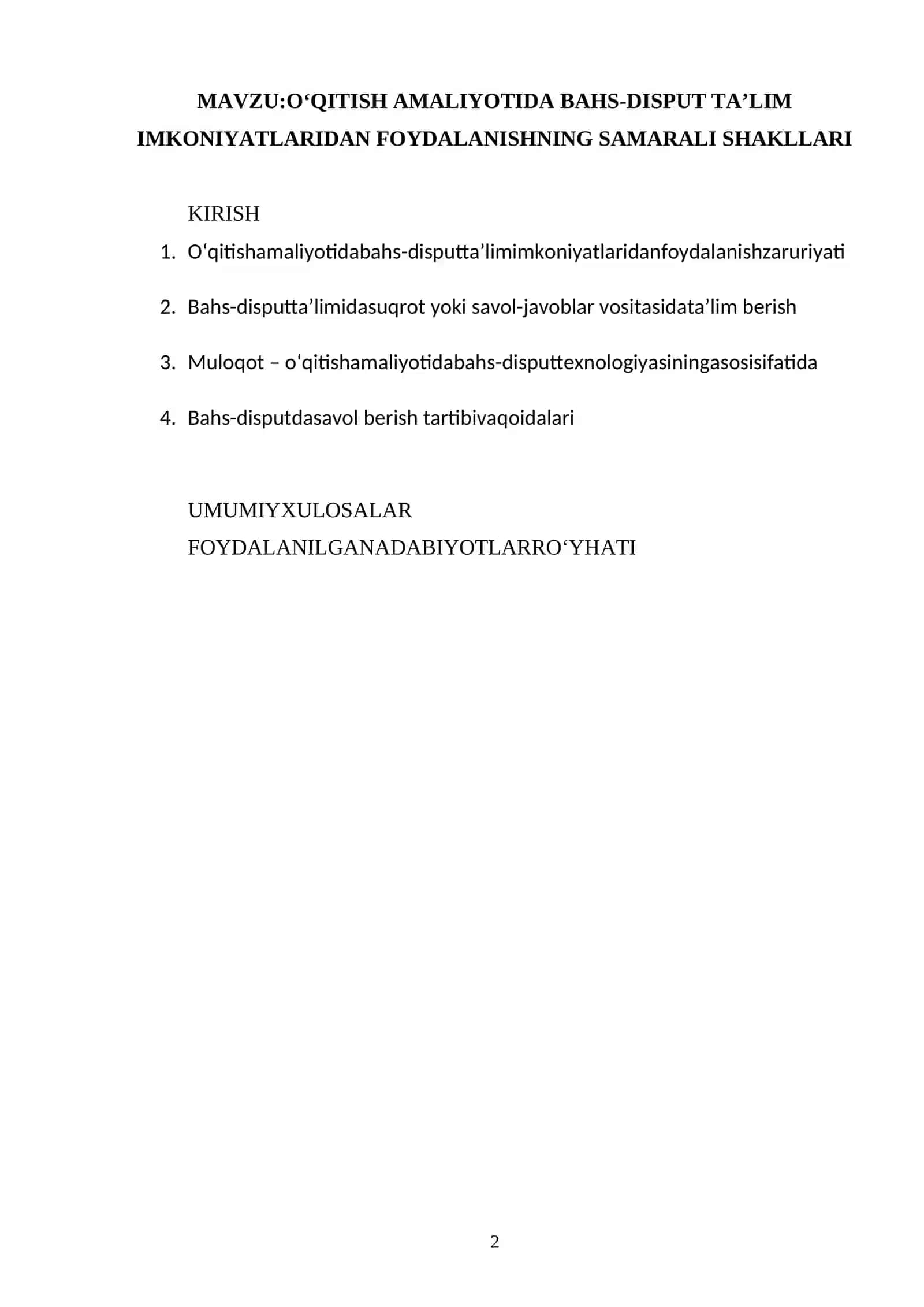 O‘qitish amaliyotida bahs-disput ta’lim imkoniyatlaridan foydalanishning samarali shakllari 2