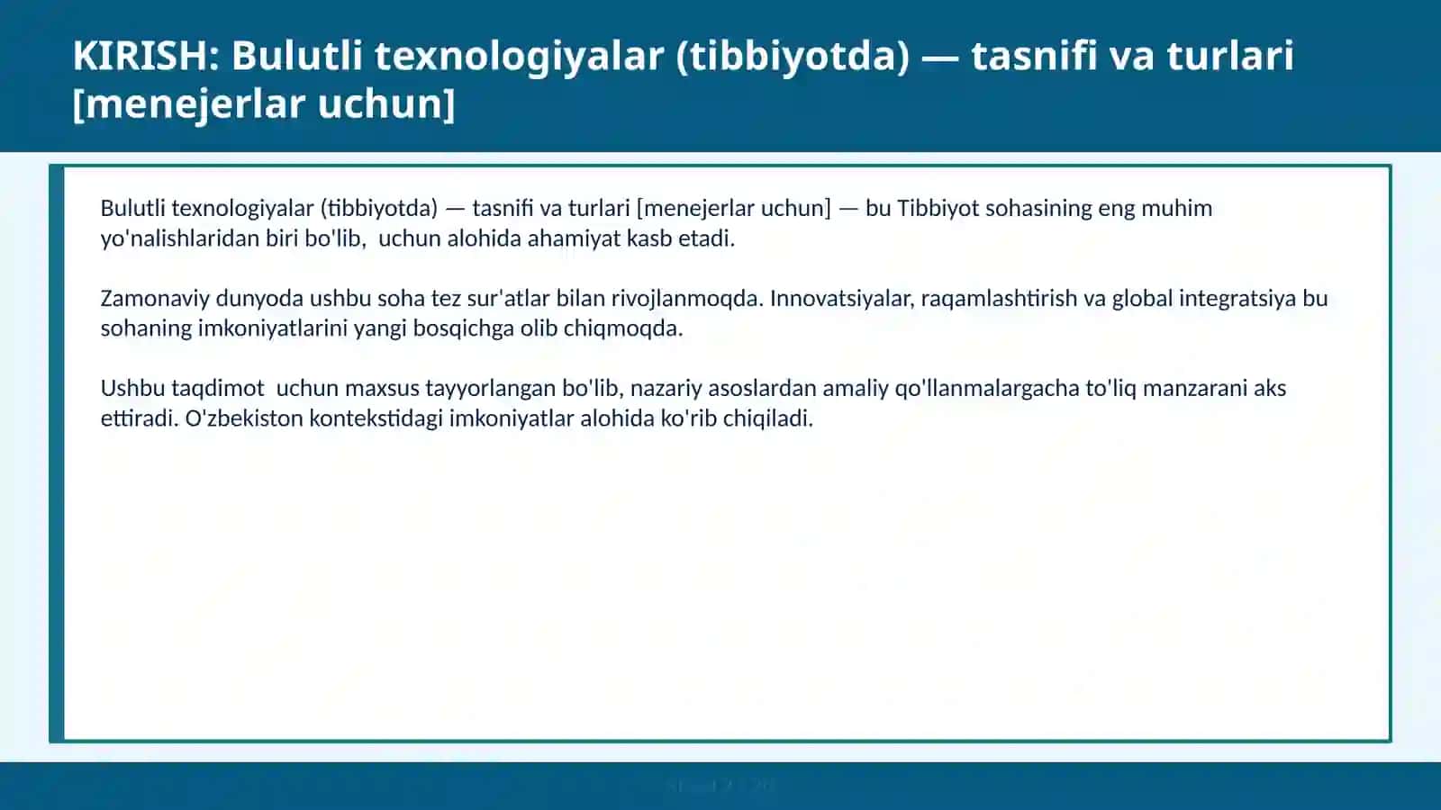Bulutli texnologiyalar (tibbiyotda) — tasnifi va turlari [menejerlar uchun] 2