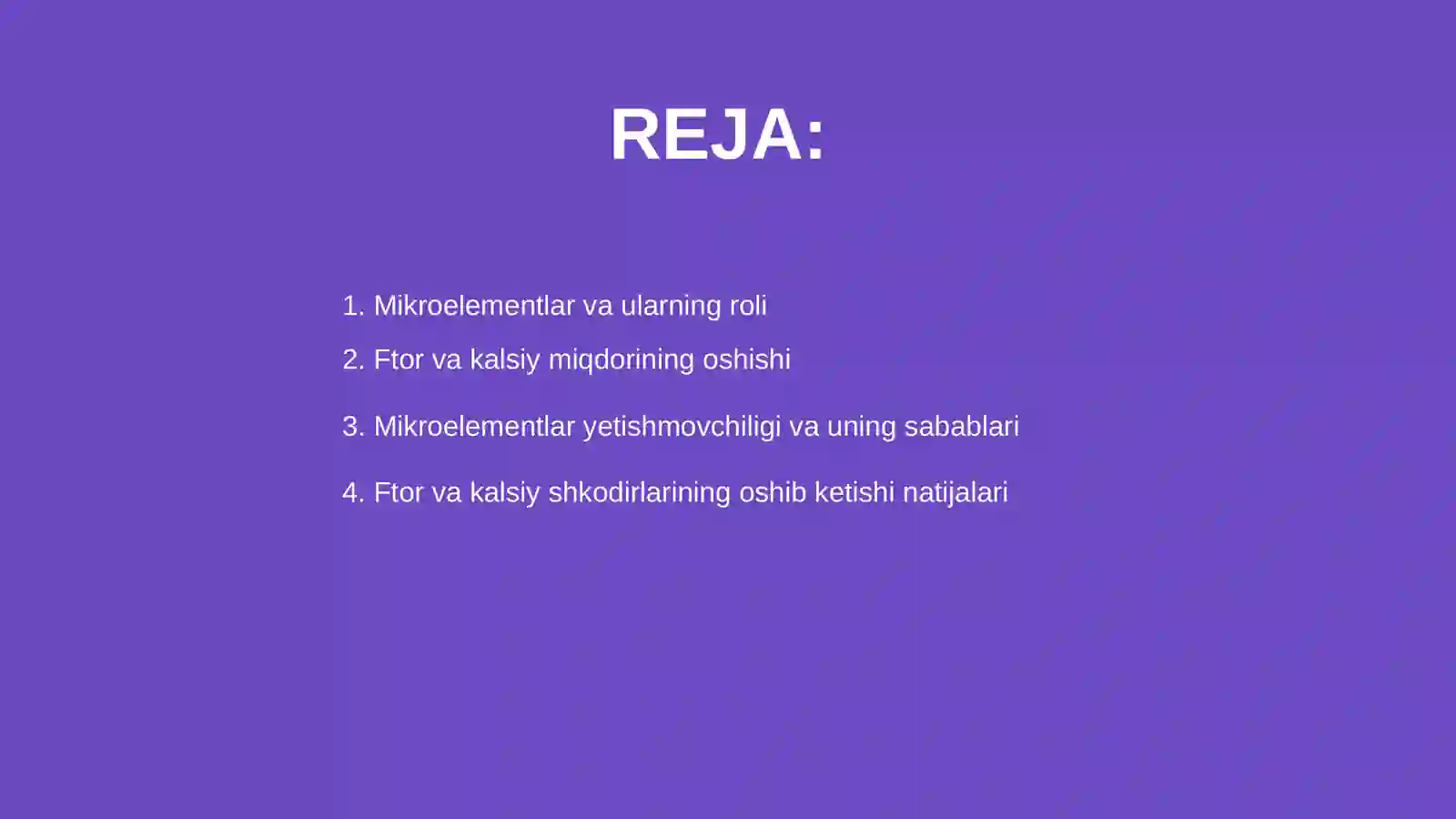Mikroelementozlar.Ftor,kalsiy miqdorlarining oshib ketishi 2