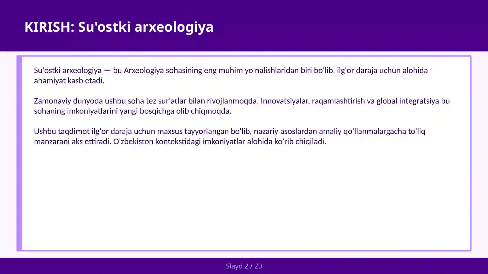 SU'OSTKI ARXEOLOGIYA 2