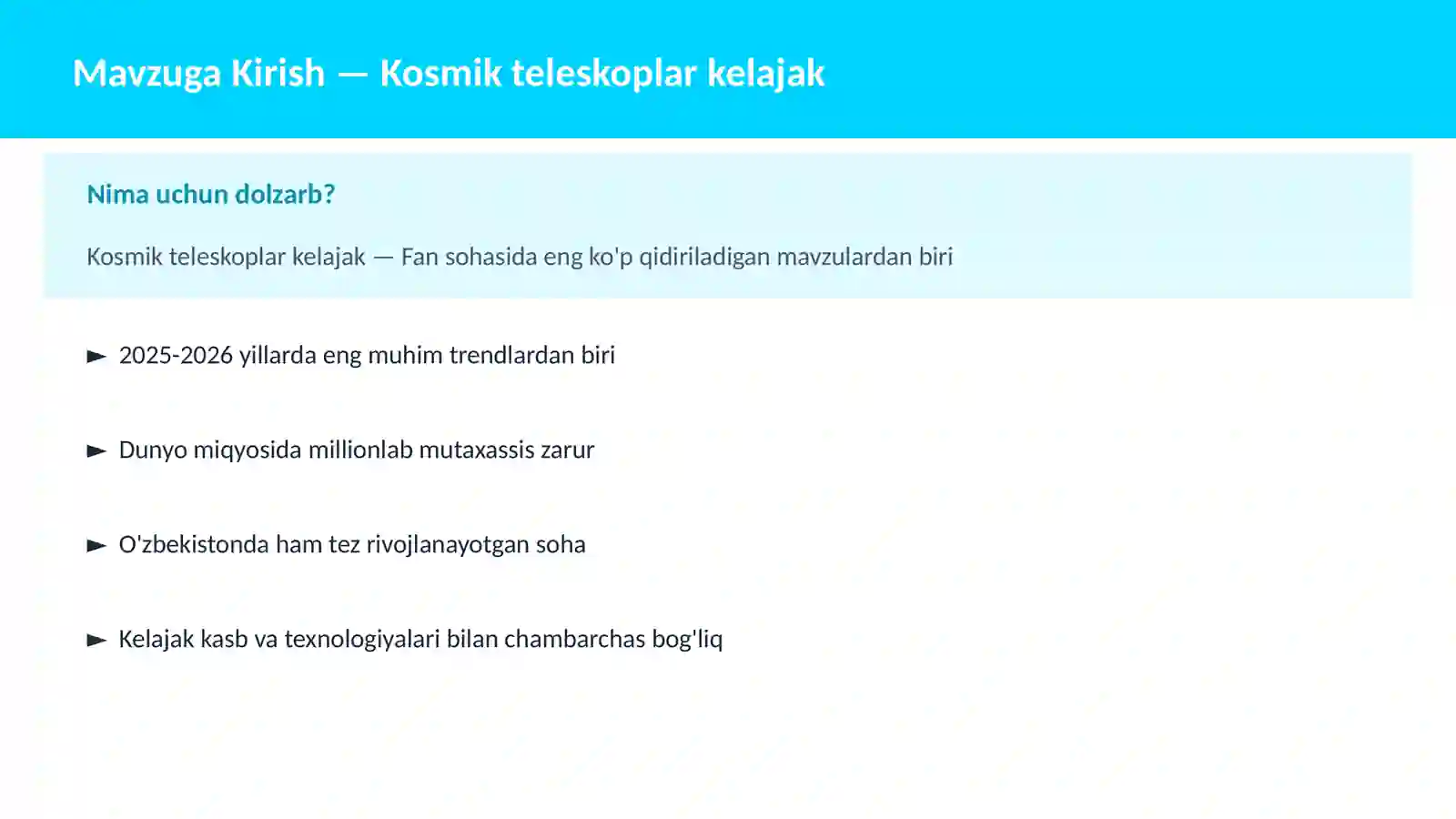 Kosmik teleskoplar kelajak 2