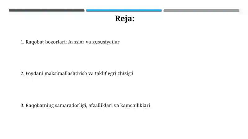Raqobatlashgan bozorlardagi firmalar 2