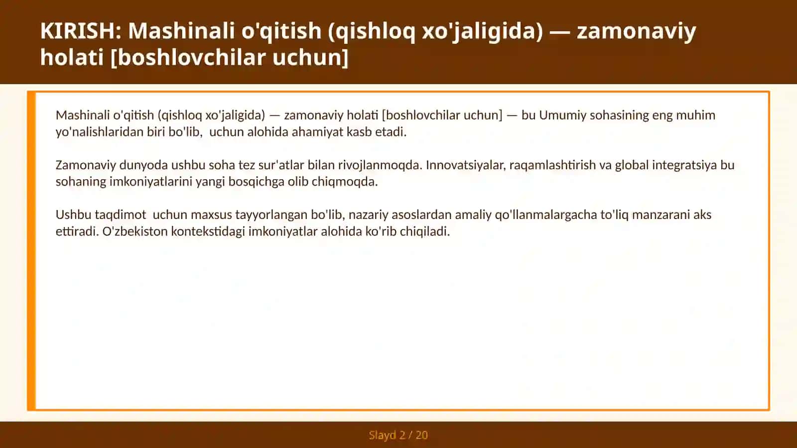 Mashinali o'qitish (qishloq xo'jaligida) — zamonaviy holati [boshlovchilar uchun] 2