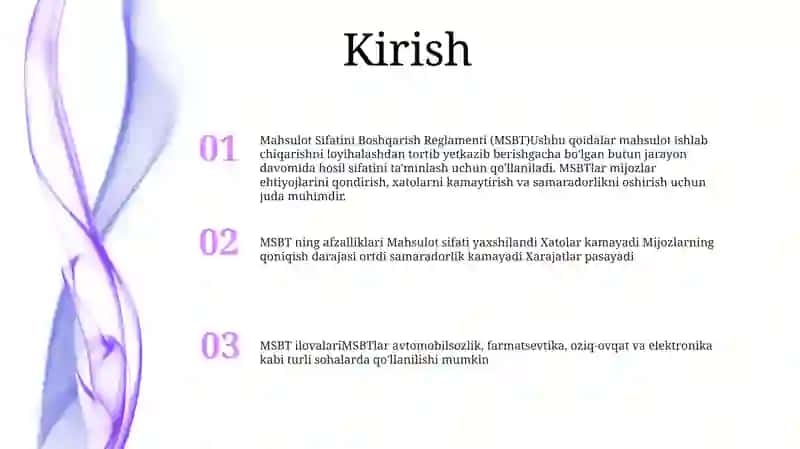 Mahsulot Sifatini Boshqarish Tizimlari 2