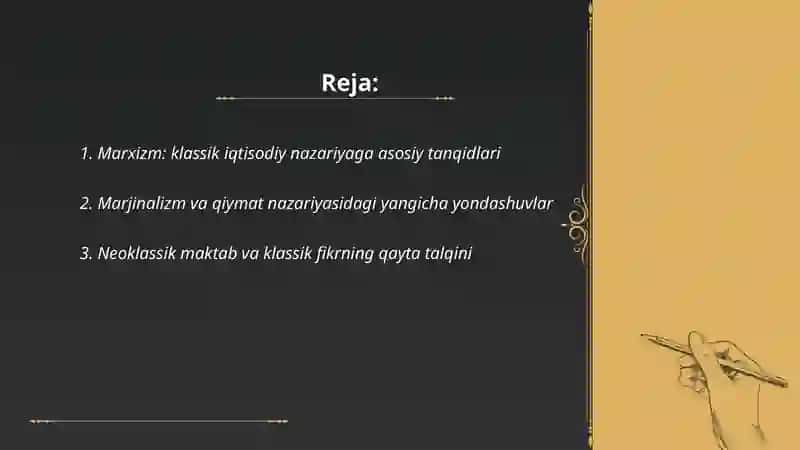 Klassik iqtisodiy maktabga muqobil g'oyalarni mohiyati 2