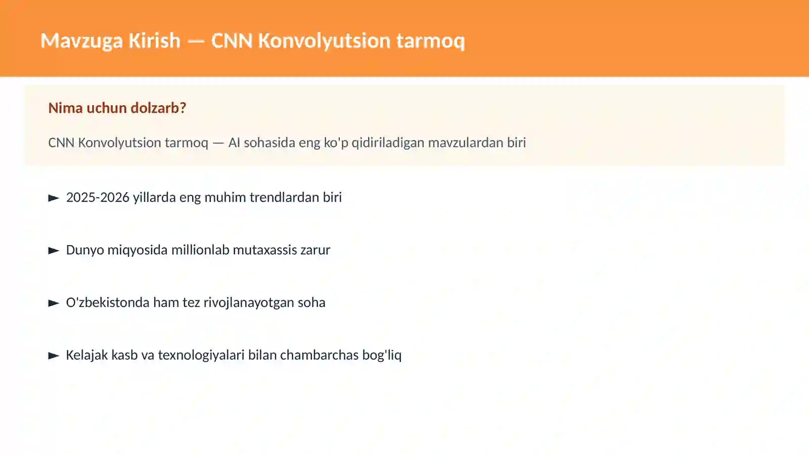 CNN Konvolyutsion tarmoq 2