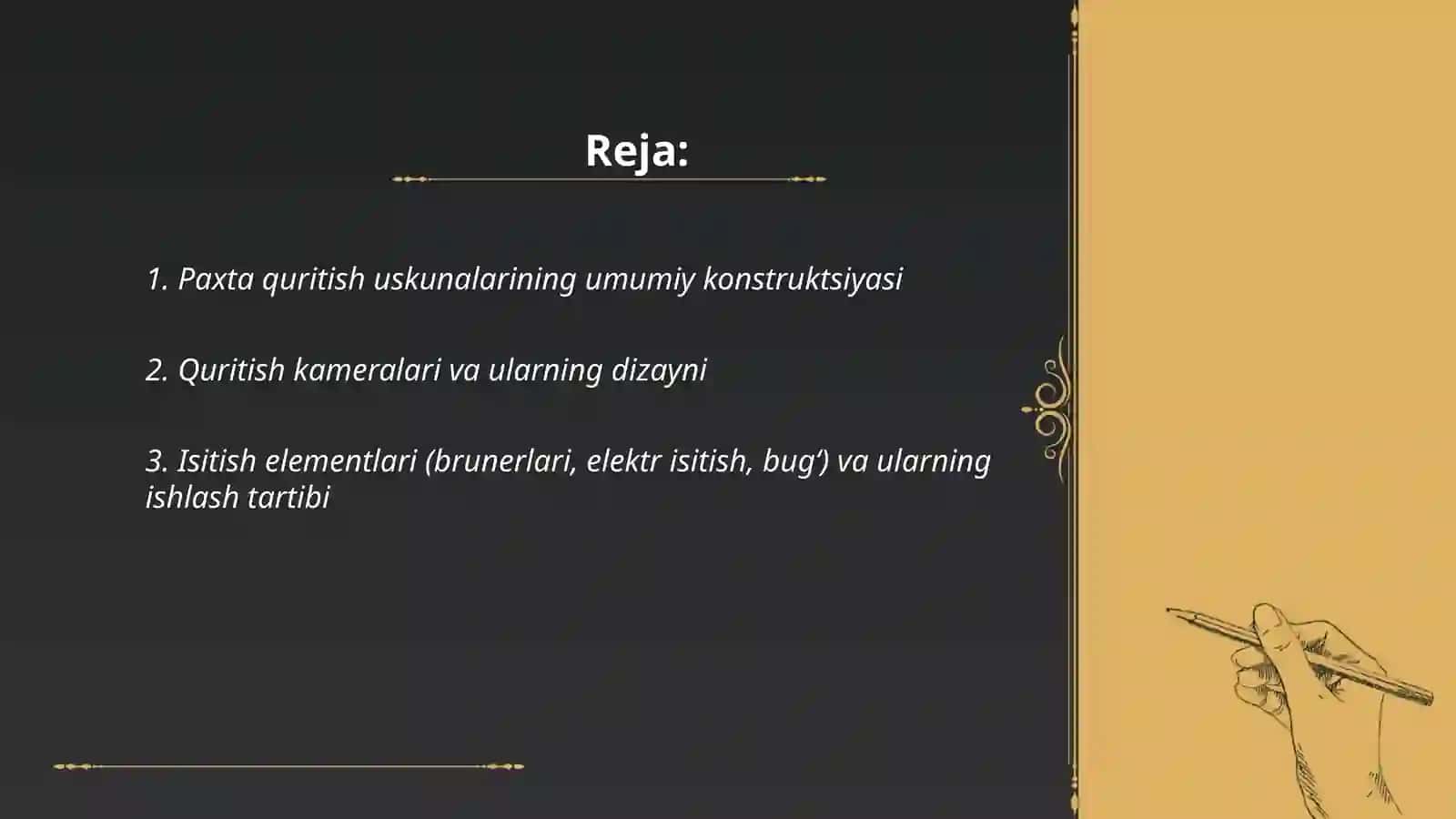 Paxta quritishda qoʻllaniladigan uskunalarning konstruksiyasi va ishlash tartibi 2