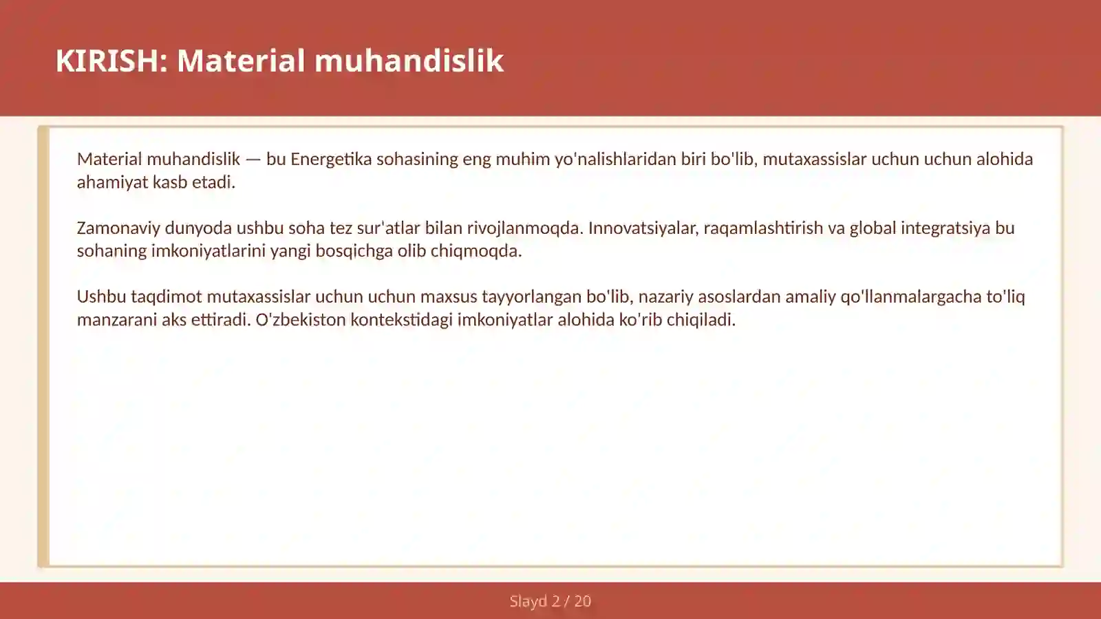Material muhandislik 2