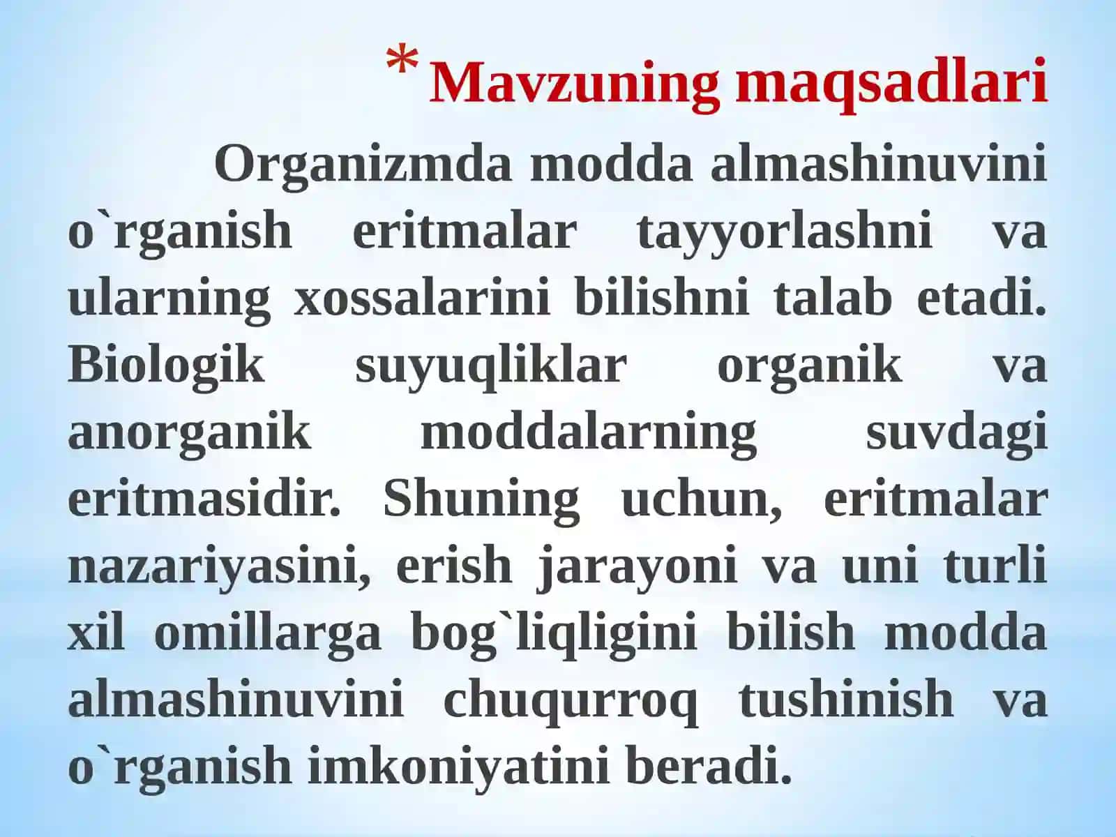 Eritmalar. Eritmalarning kolligativ hossalari. Eruvchanlik 2