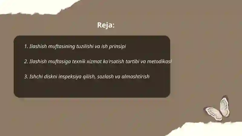 Avtomobillarning ilashish muftasiga texnik xizmat ko'rsatish texnologiyasi 2
