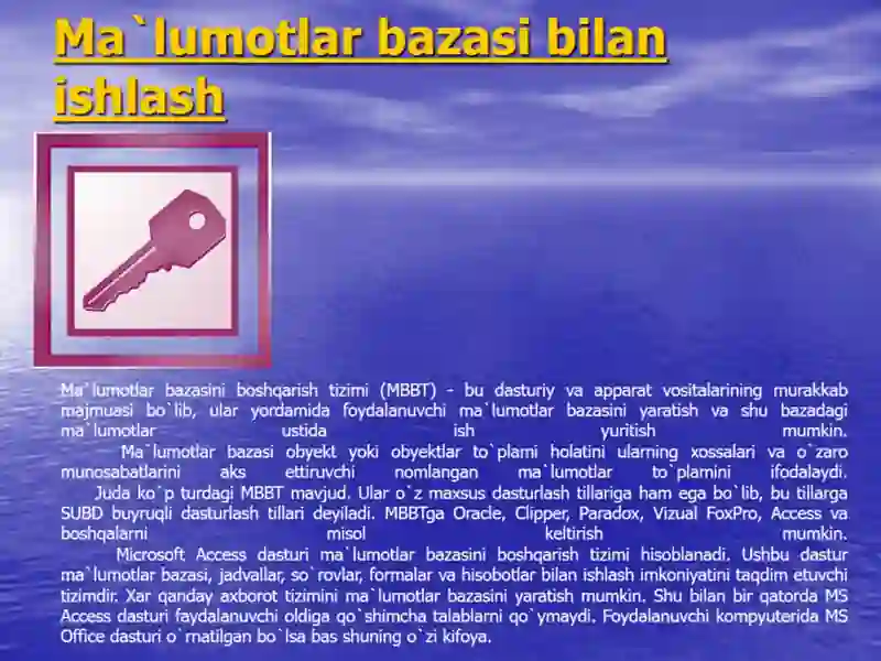 Ma`lumotlar bazasi dasturi 2