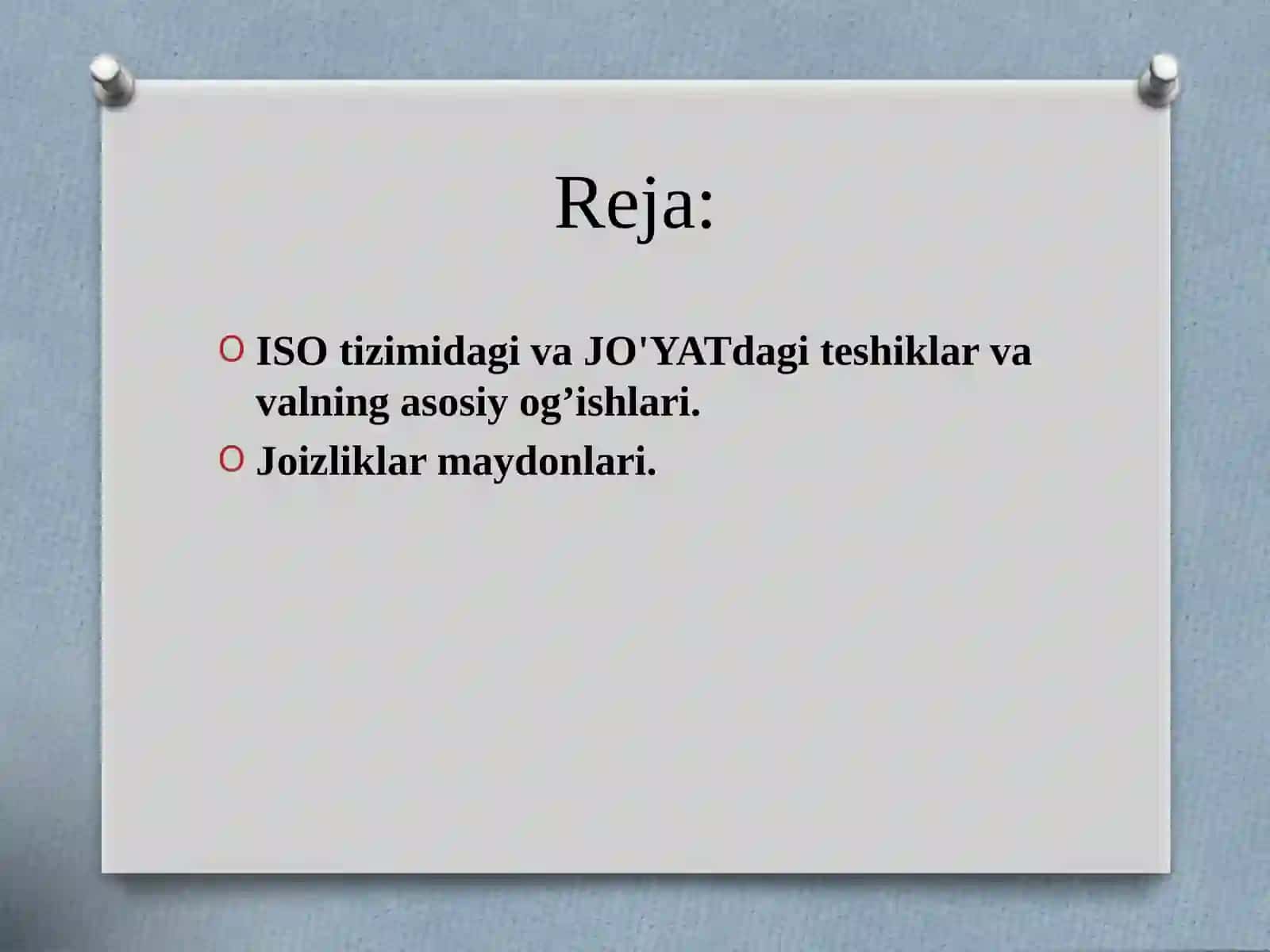 Joizlik va o'tqazishlarni tuzilishi ning yagona printsipi 2