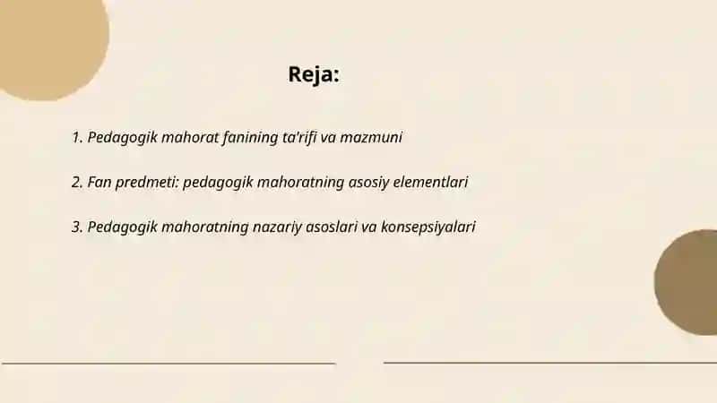 Pedagogik mahorat fanining predmeti, maqsadi va vazifalari 2