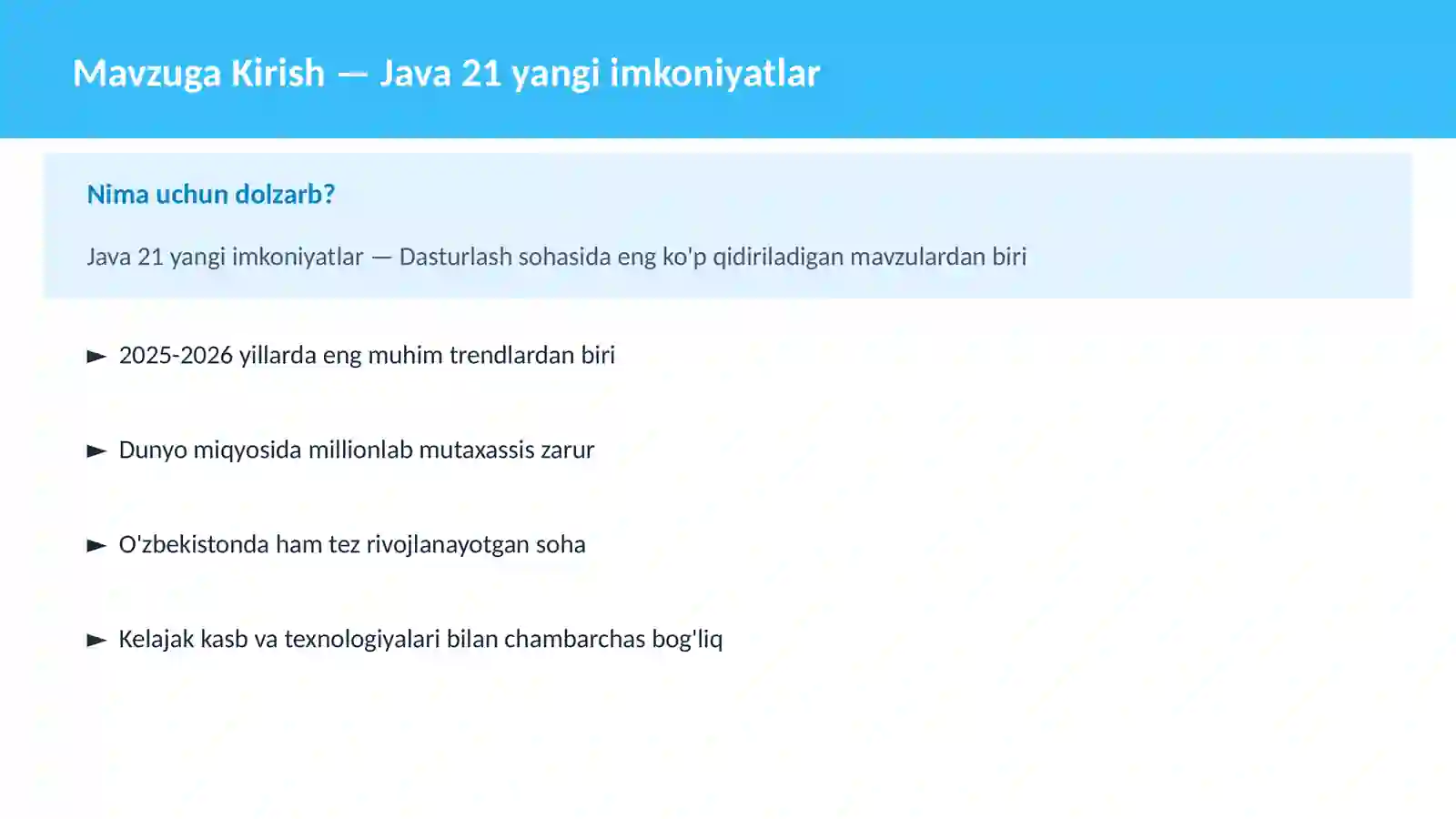 Java 21 yangi imkoniyatlar 2