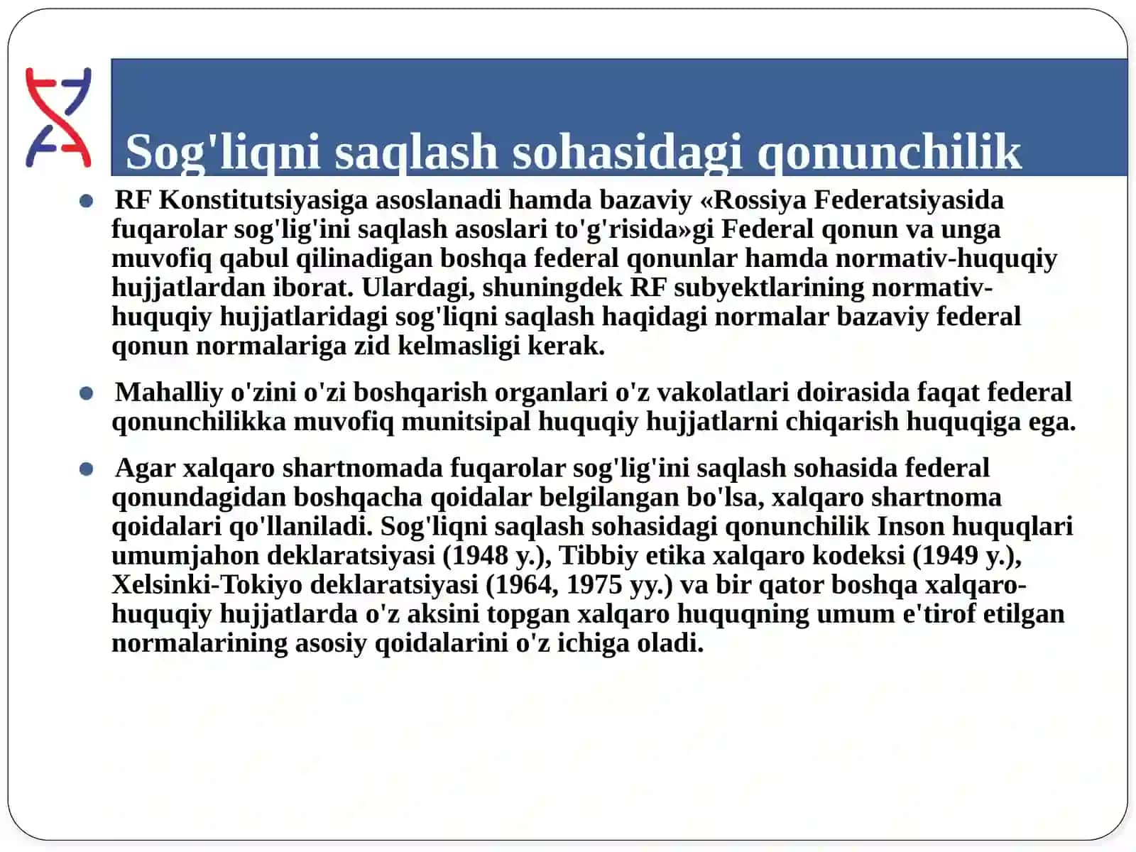 Sog'liqni saqlash sohasidagi qonunchilik asoslari 2