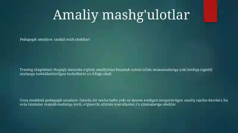 Pedagogik Amaliyotni Tashkil Etish Shakllari 2