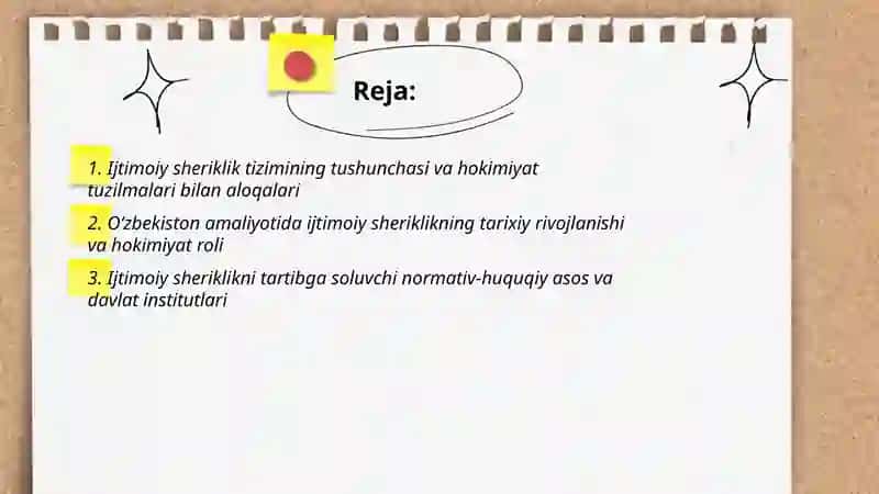 Ijtimoiy sheriklik tizimi:Hokimyat tuzilmalari bilan aloqalarni oʻrganish 2
