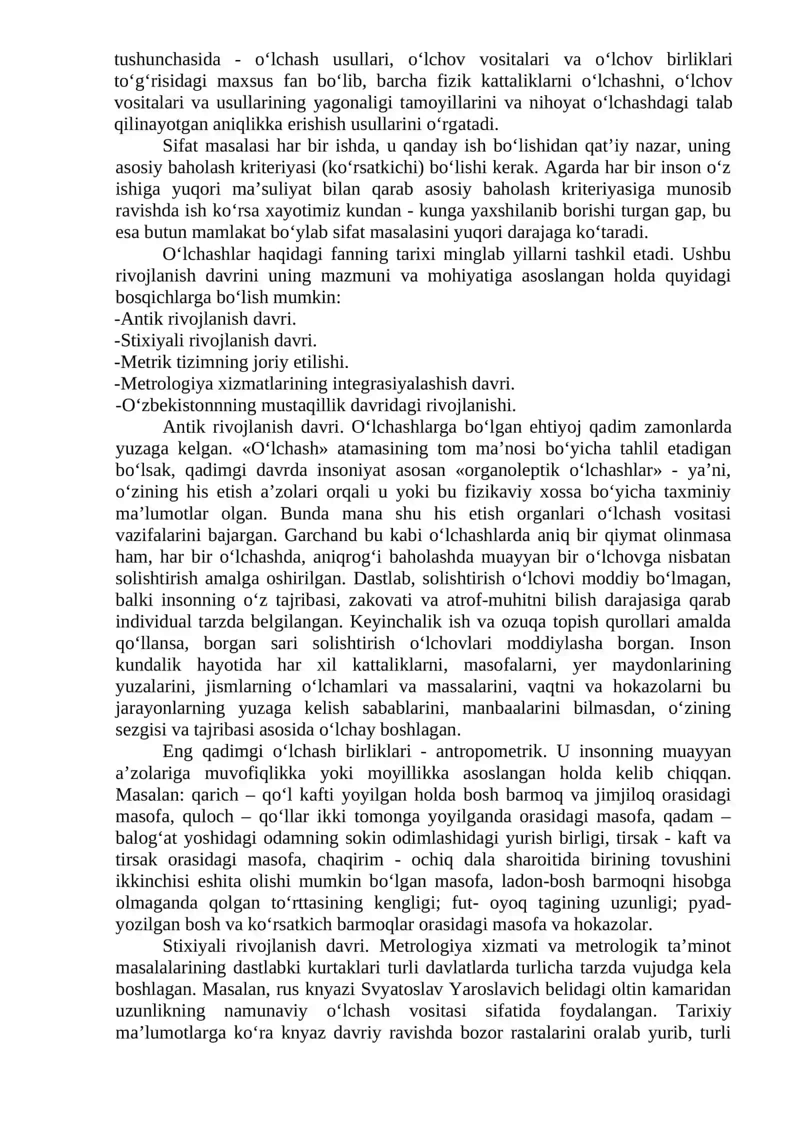 Metrologiya standartlashtirish va sertifikatlashtirish fanining maqsad, vazifalari va rivojlanish tarixi 2