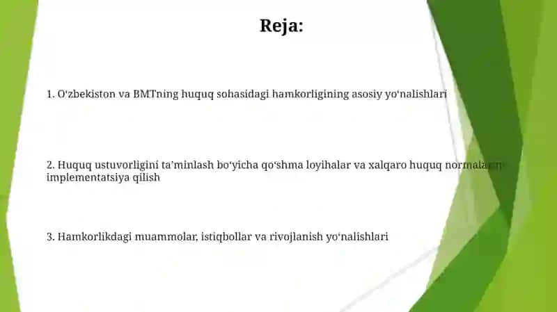 Huquq fanidan BMT bilan hamkorlik 2