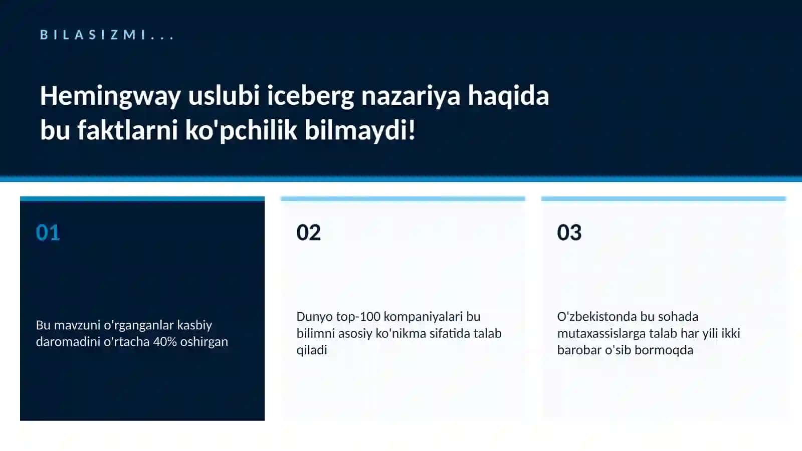 Hemingway uslubi iceberg nazariya 2